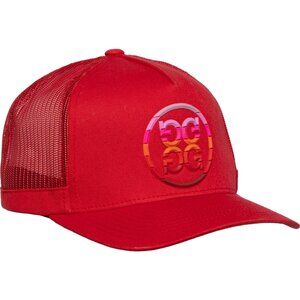 G/FORE Gradient Circle G's Lava‎ Red Cotton Twill Trucker Hat OSFA GMH000027